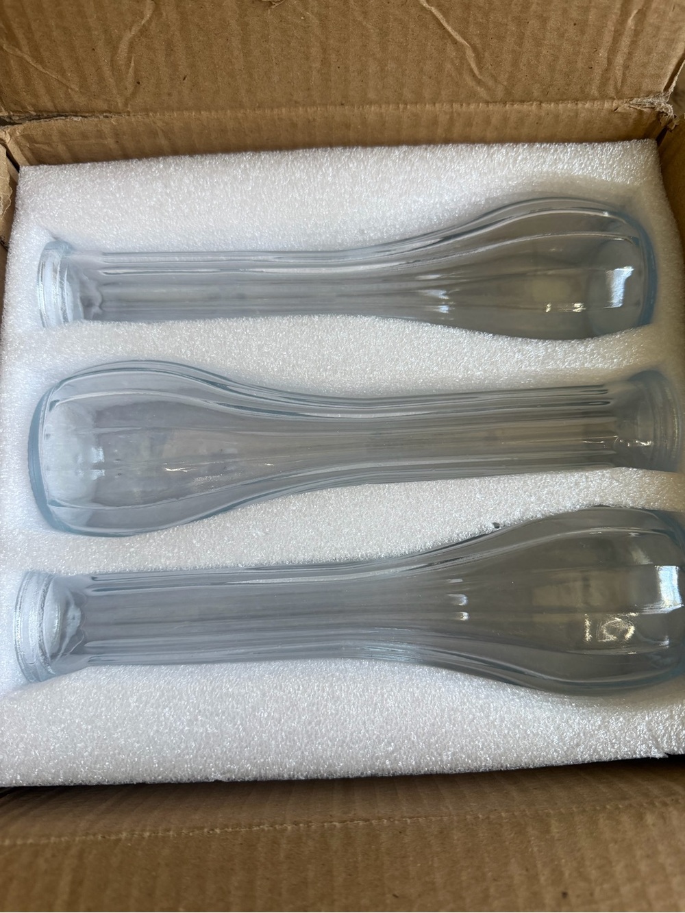 Ribbed Glass Bud Vases for Flowers set of 6